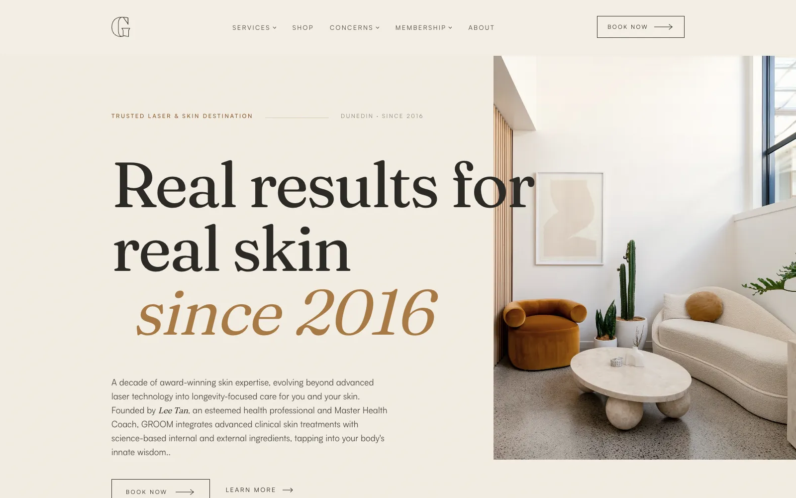 GROOM Laser & Skin Clinic website