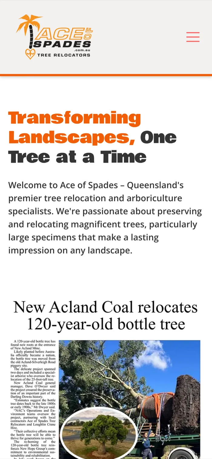 Ace of Spades Tree Relocators — mobile